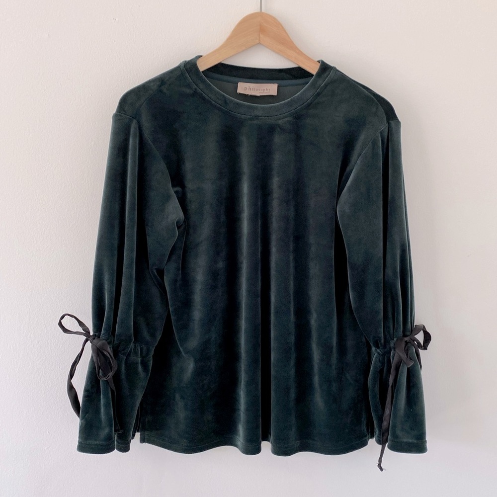 Philosophy Republic Clothing Dark Green Velvet Top